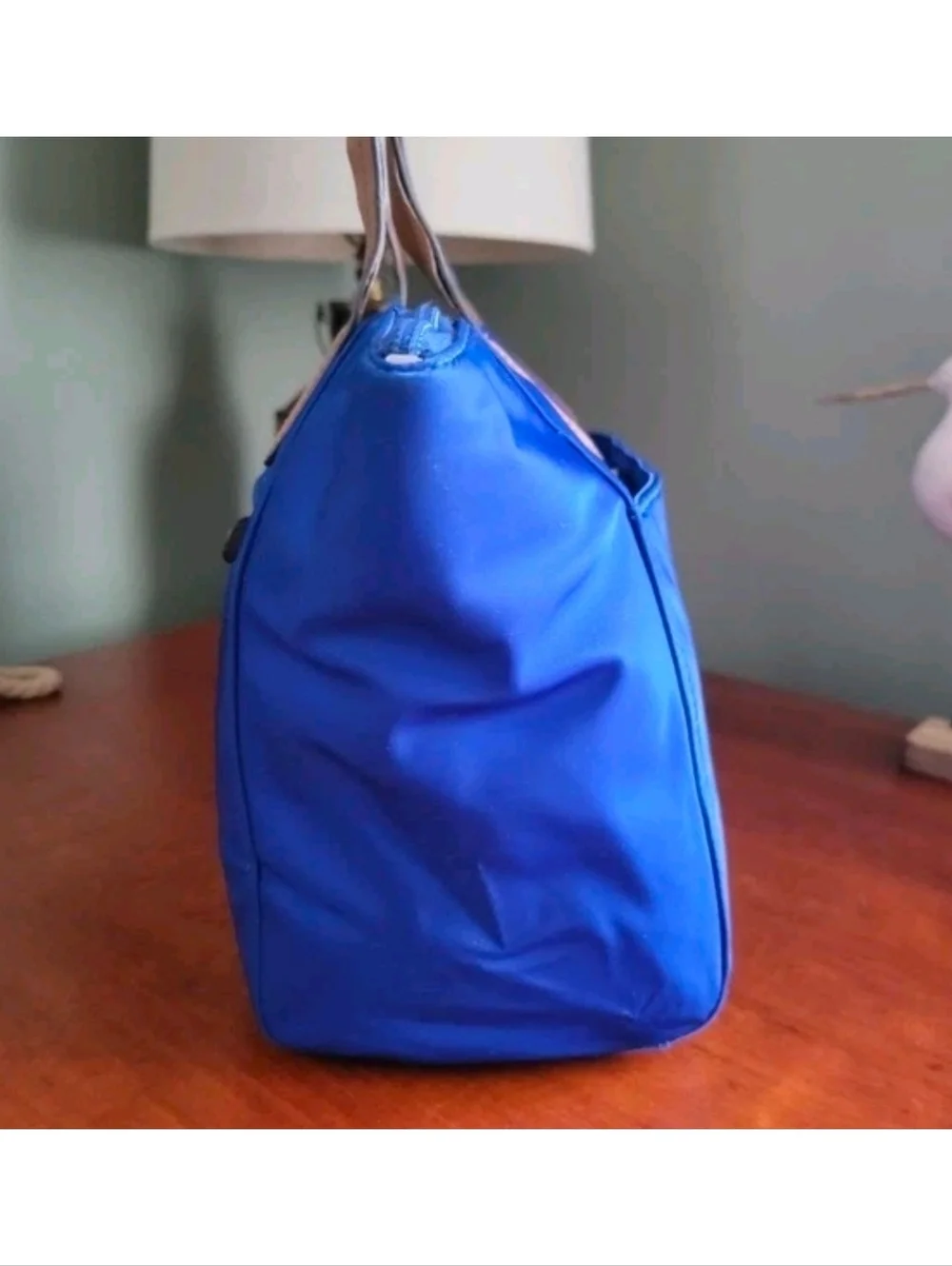 Michael Kors Kelsey Medium Tote Cobalt Blue Nylon Leather Shoulder Bag